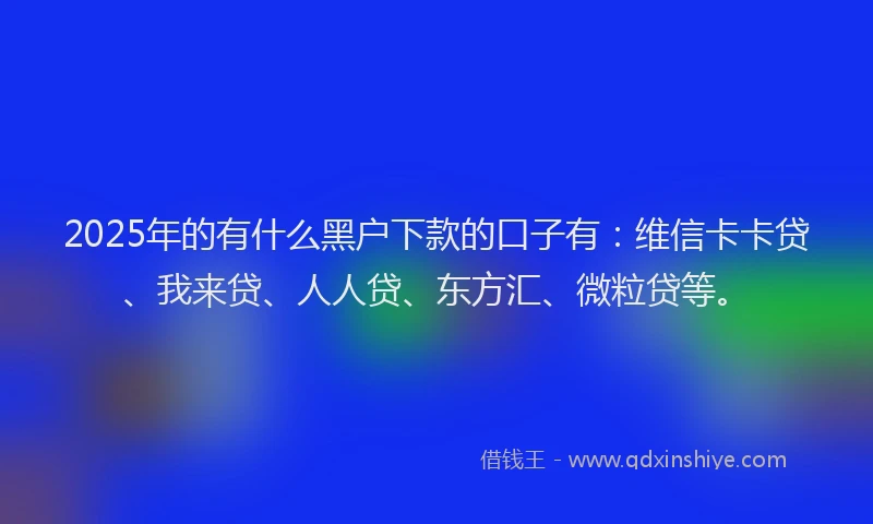 2025年的有什么黑户下款的口子有：维信卡卡贷、我来贷、人人贷、东方汇、微粒贷等。