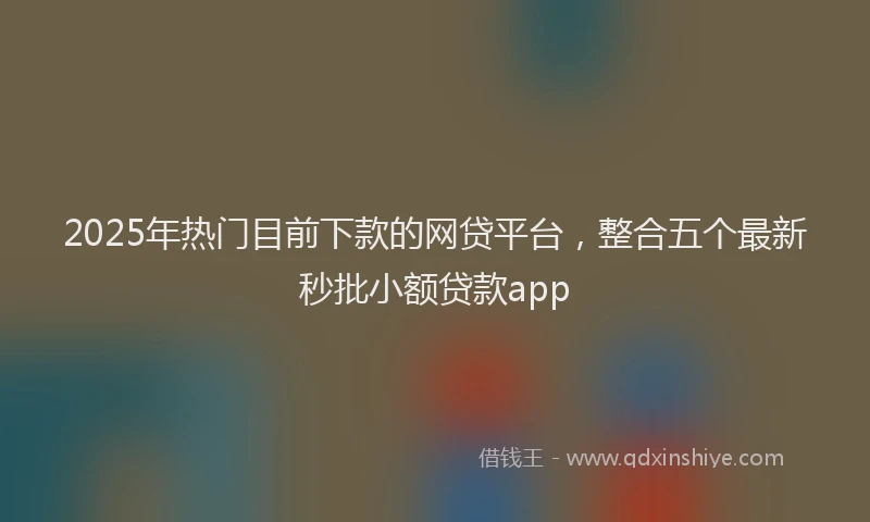 2025年热门目前下款的网贷平台，整合五个最新秒批小额贷款app