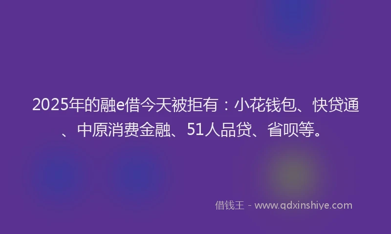 2025年的融e借今天被拒有：小花钱包、快贷通、中原消费金融、51人品贷、省呗等。