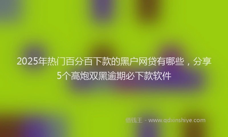 2025年热门百分百下款的黑户网贷有哪些，分享5个高炮双黑逾期必下款软件