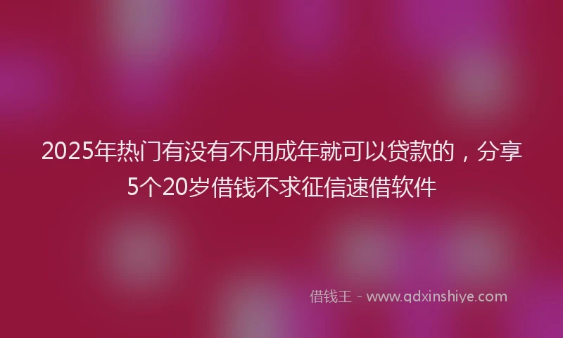 2025年热门有没有不用成年就可以贷款的，分享5个20岁借钱不求征信速借软件
