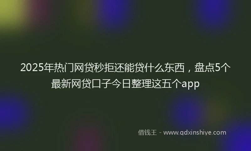2025年热门网贷秒拒还能贷什么东西，盘点5个最新网贷口子今日整理这五个app