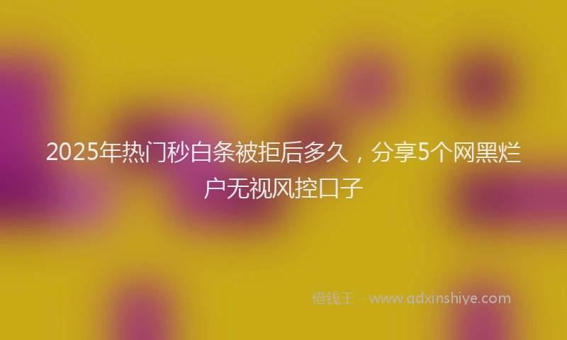 2025年热门秒白条被拒后多久，分享5个网黑烂户无视风控口子