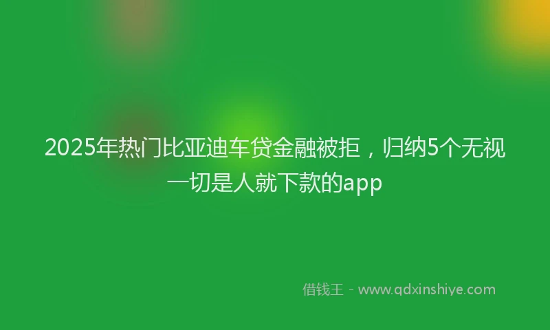 2025年热门比亚迪车贷金融被拒，归纳5个无视一切是人就下款的app