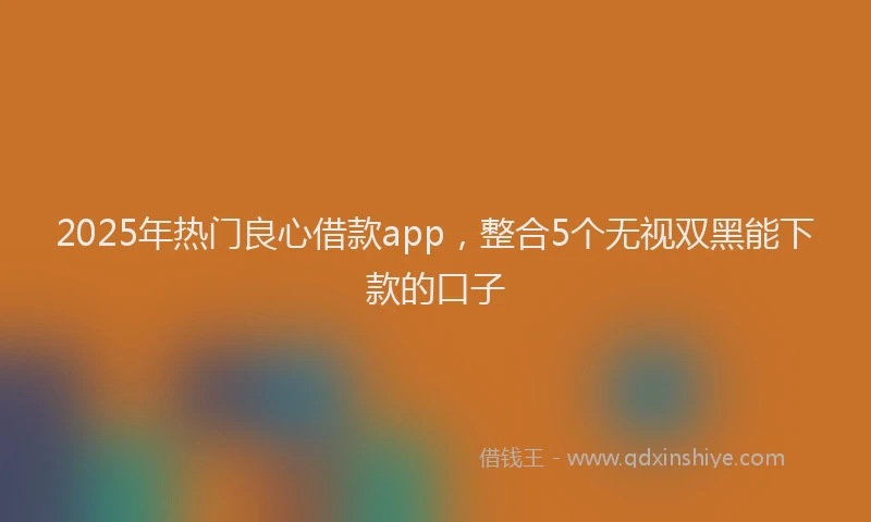2025年热门良心借款app，整合5个无视双黑能下款的口子