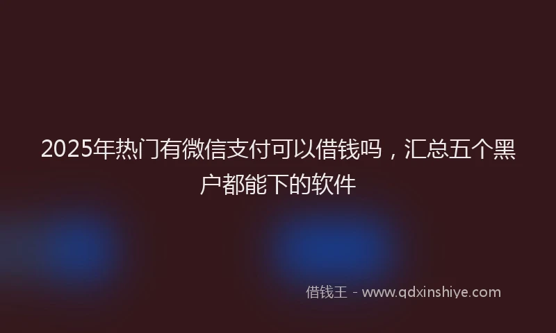 2025年热门有微信支付可以借钱吗，汇总五个黑户都能下的软件