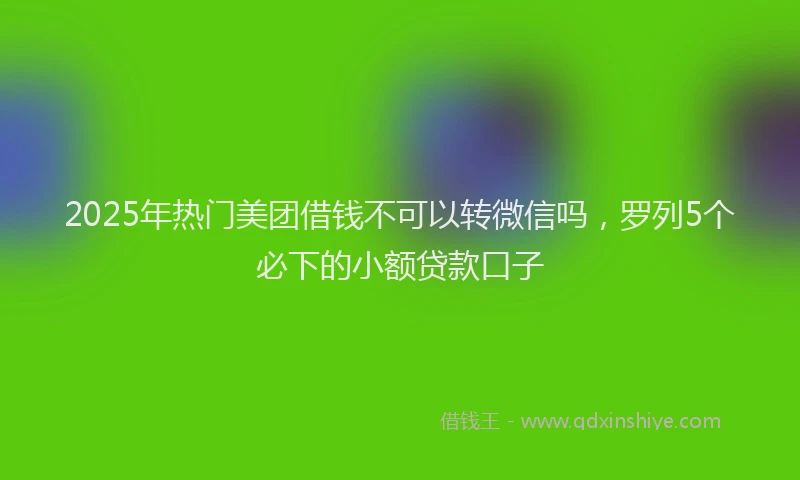 2025年热门美团借钱不可以转微信吗，罗列5个必下的小额贷款口子