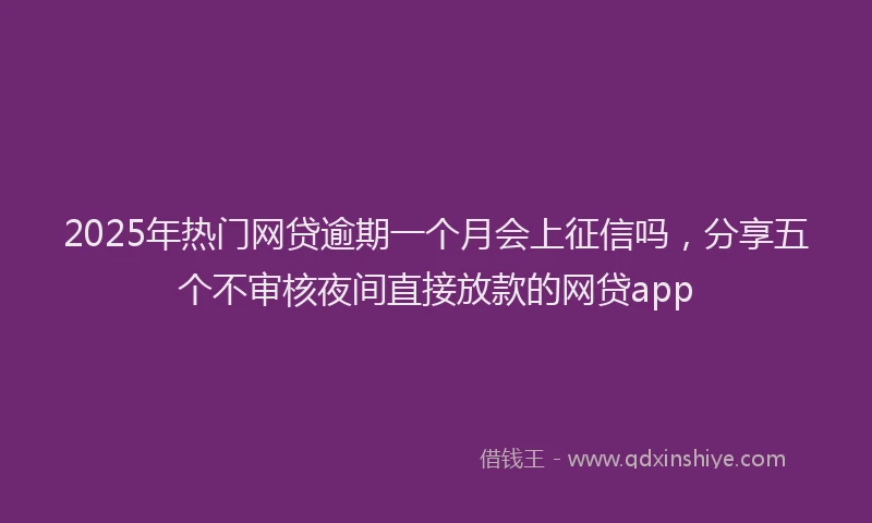 2025年热门网贷逾期一个月会上征信吗，分享五个不审核夜间直接放款的网贷app