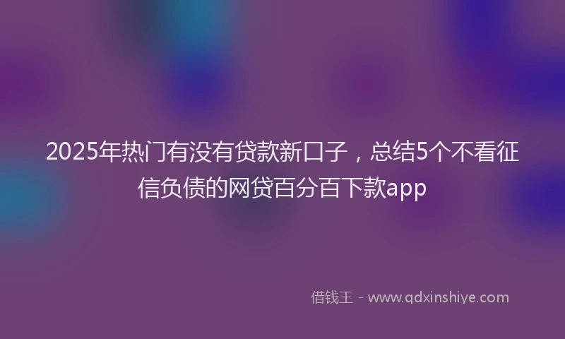 2025年热门有没有贷款新口子，总结5个不看征信负债的网贷百分百下款app