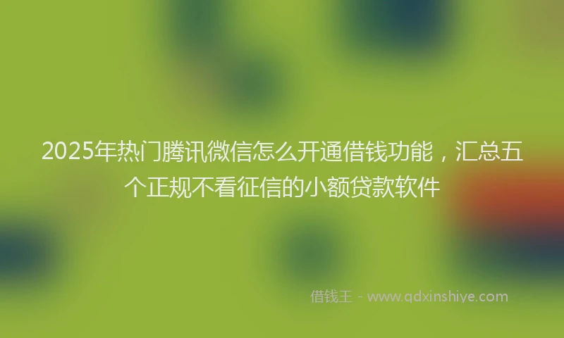 2025年热门腾讯微信怎么开通借钱功能，汇总五个正规不看征信的小额贷款软件