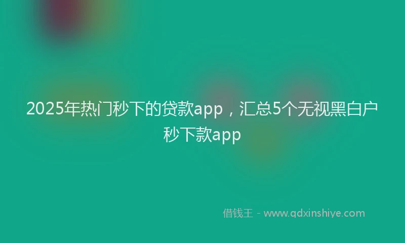 2025年热门秒下的贷款app，汇总5个无视黑白户秒下款app
