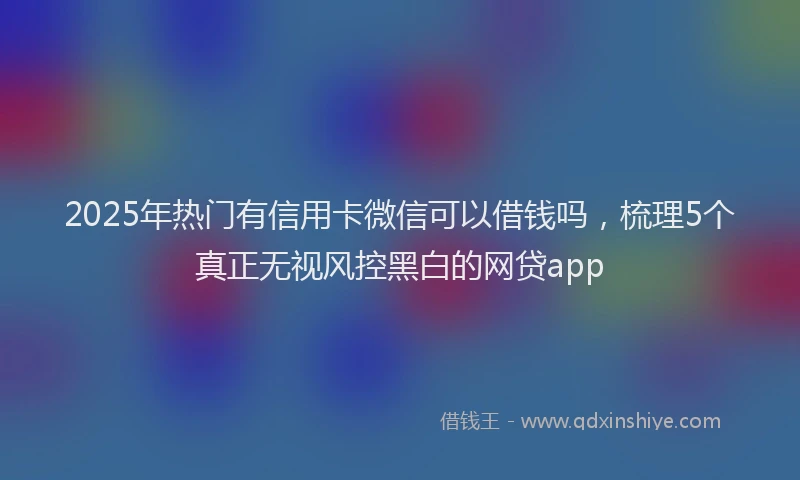 2025年热门有信用卡微信可以借钱吗，梳理5个真正无视风控黑白的网贷app
