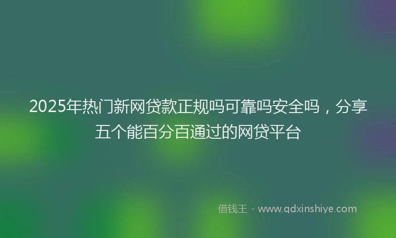 2025年热门新网贷款正规吗可靠吗安全吗，分享五个能百分百通过的网贷平台
