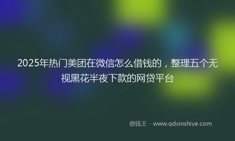 2025年热门美团在微信怎么借钱的，整理五个无视黑花半夜下款的网贷平台