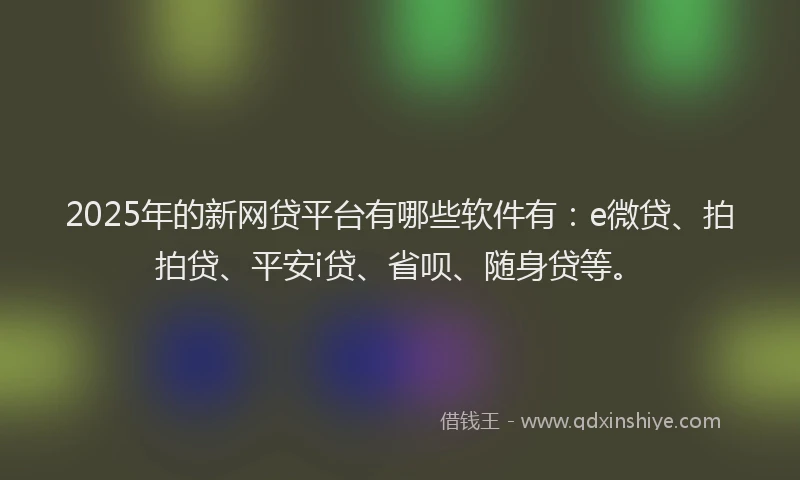 2025年的新网贷平台有哪些软件有：e微贷、拍拍贷、平安i贷、省呗、随身贷等。