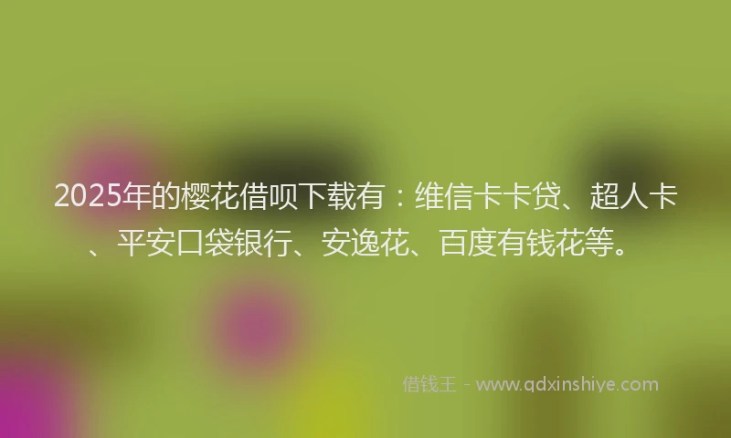 2025年的樱花借呗下载有：维信卡卡贷、超人卡、平安口袋银行、安逸花、百度有钱花等。