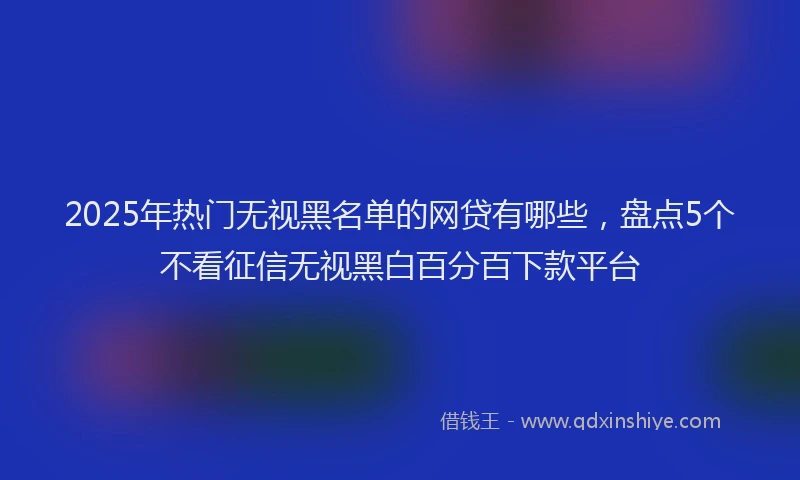 2025年热门无视黑名单的网贷有哪些，盘点5个不看征信无视黑白百分百下款平台