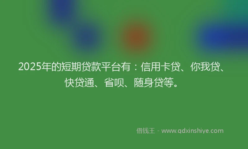 2025年的短期贷款平台有：信用卡贷、你我贷、快贷通、省呗、随身贷等。