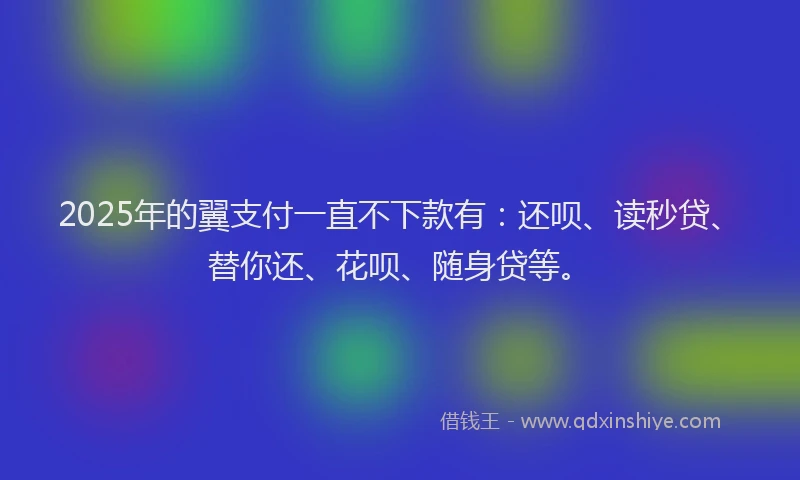2025年的翼支付一直不下款有：还呗、读秒贷、替你还、花呗、随身贷等。