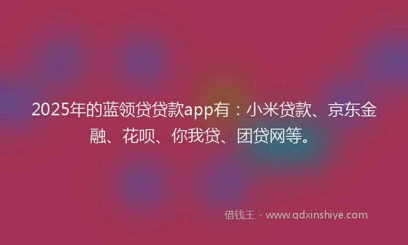 2025年的蓝领贷贷款app有：小米贷款、京东金融、花呗、你我贷、团贷网等。