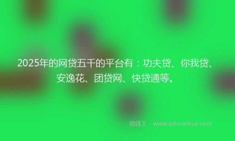 2025年的网贷五千的平台有：功夫贷、你我贷、安逸花、团贷网、快贷通等。
