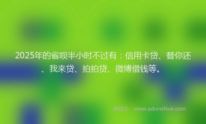 2025年的省呗半小时不过有：信用卡贷、替你还、我来贷、拍拍贷、微博借钱等。