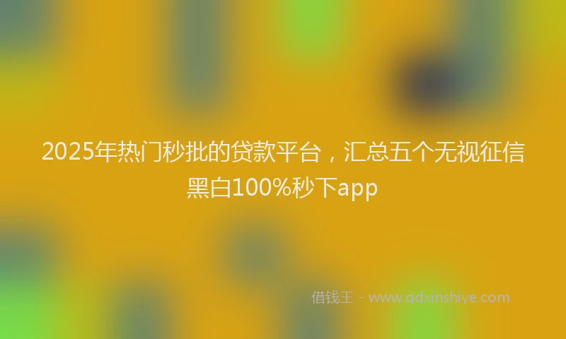 2025年热门秒批的贷款平台，汇总五个无视征信黑白100%秒下app
