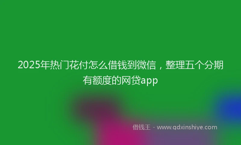 2025年热门花付怎么借钱到微信，整理五个分期有额度的网贷app