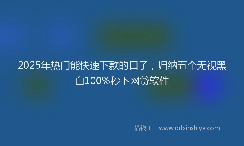 2025年热门能快速下款的口子，归纳五个无视黑白100%秒下网贷软件