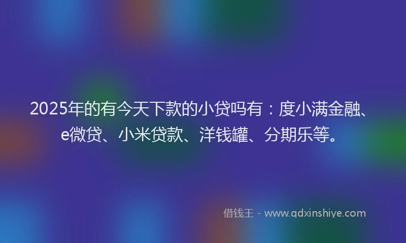 2025年的有今天下款的小贷吗有：度小满金融、e微贷、小米贷款、洋钱罐、分期乐等。