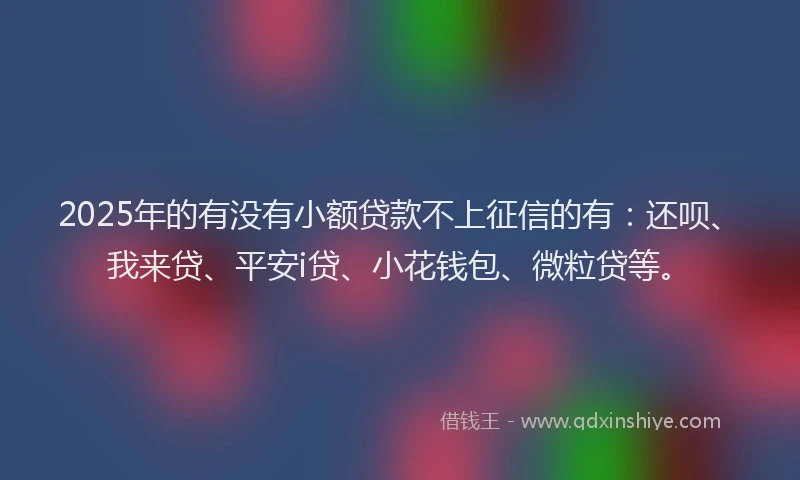 2025年的有没有小额贷款不上征信的有：还呗、我来贷、平安i贷、小花钱包、微粒贷等。