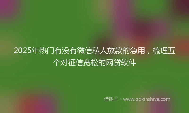 2025年热门有没有微信私人放款的急用，梳理五个对征信宽松的网贷软件