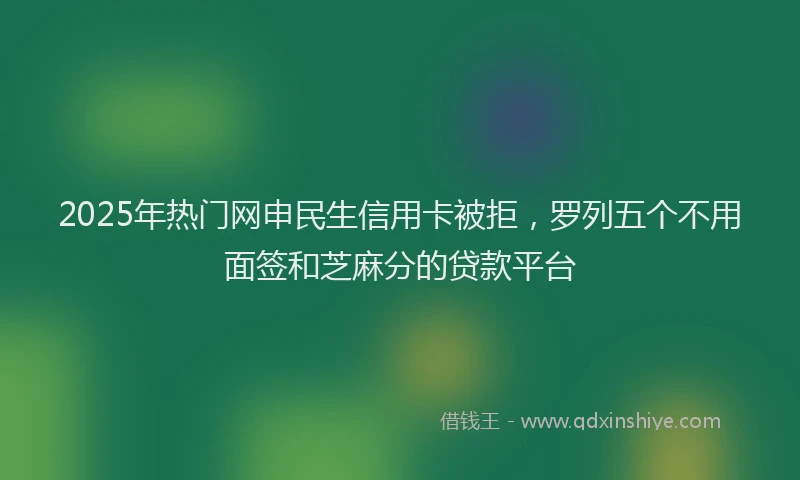 2025年热门网申民生信用卡被拒，罗列五个不用面签和芝麻分的贷款平台