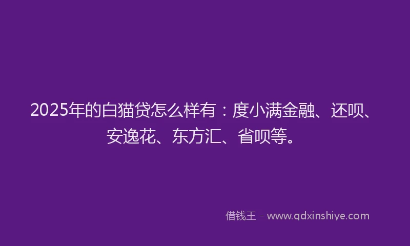 2025年的白猫贷怎么样有：度小满金融、还呗、安逸花、东方汇、省呗等。