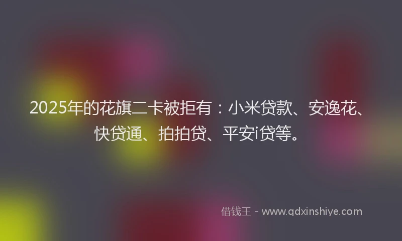 2025年的花旗二卡被拒有：小米贷款、安逸花、快贷通、拍拍贷、平安i贷等。