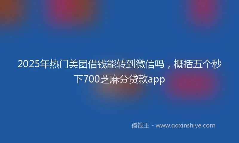 2025年热门美团借钱能转到微信吗，概括五个秒下700芝麻分贷款app