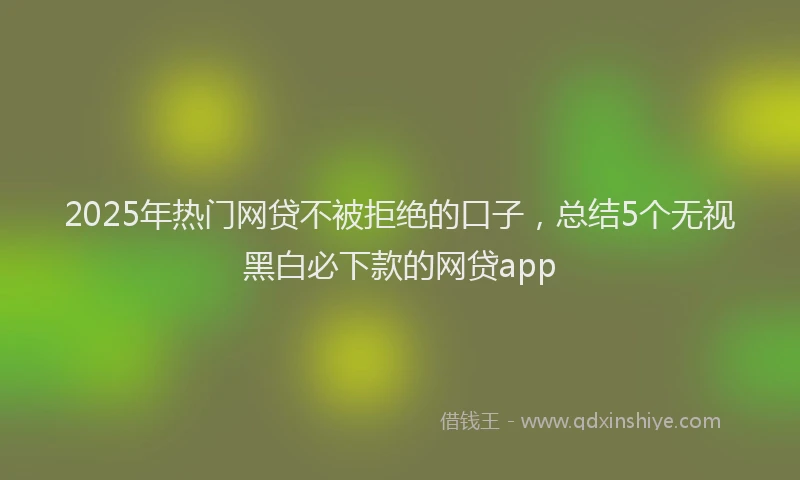 2025年热门网贷不被拒绝的口子，总结5个无视黑白必下款的网贷app