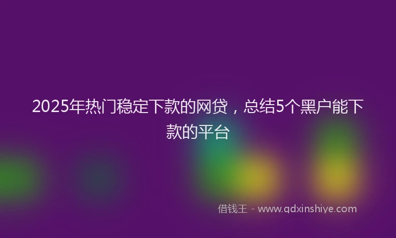2025年热门稳定下款的网贷，总结5个黑户能下款的平台