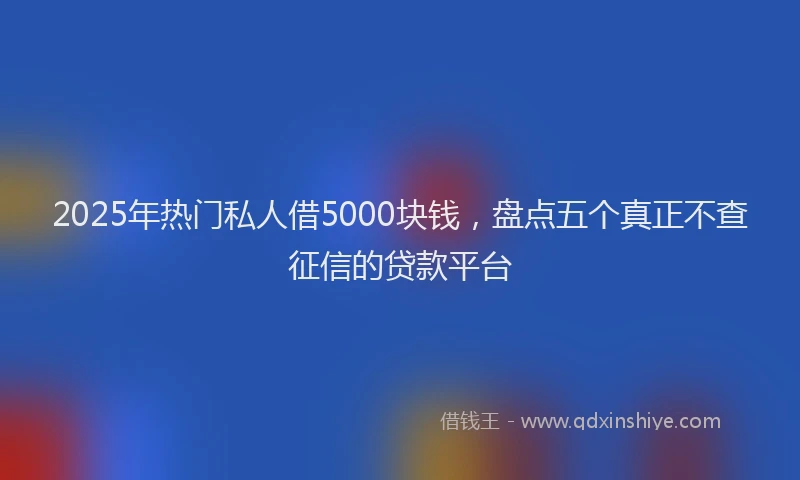 2025年热门私人借5000块钱，盘点五个真正不查征信的贷款平台