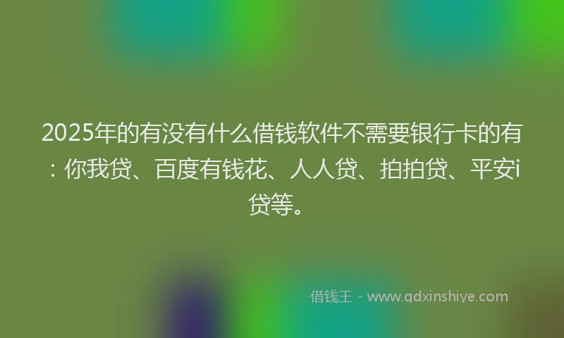 2025年的有没有什么借钱软件不需要银行卡的有：你我贷、百度有钱花、人人贷、拍拍贷、平安i贷等。