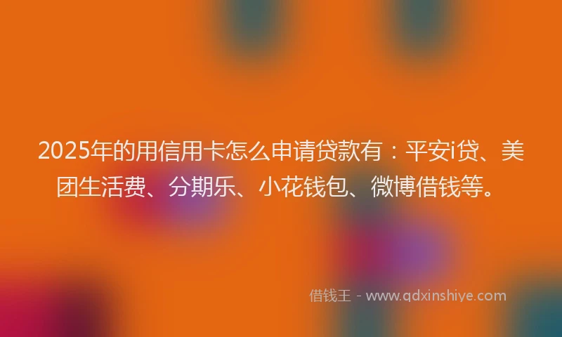 2025年的用信用卡怎么申请贷款有：平安i贷、美团生活费、分期乐、小花钱包、微博借钱等。