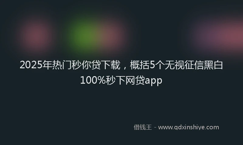 2025年热门秒你贷下载，概括5个无视征信黑白100%秒下网贷app