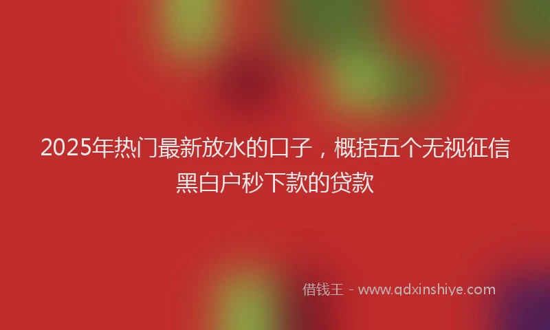 2025年热门最新放水的口子，概括五个无视征信黑白户秒下款的贷款
