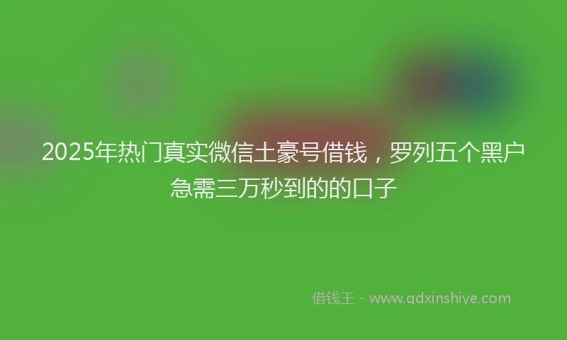 2025年热门真实微信土豪号借钱，罗列五个黑户急需三万秒到的的口子