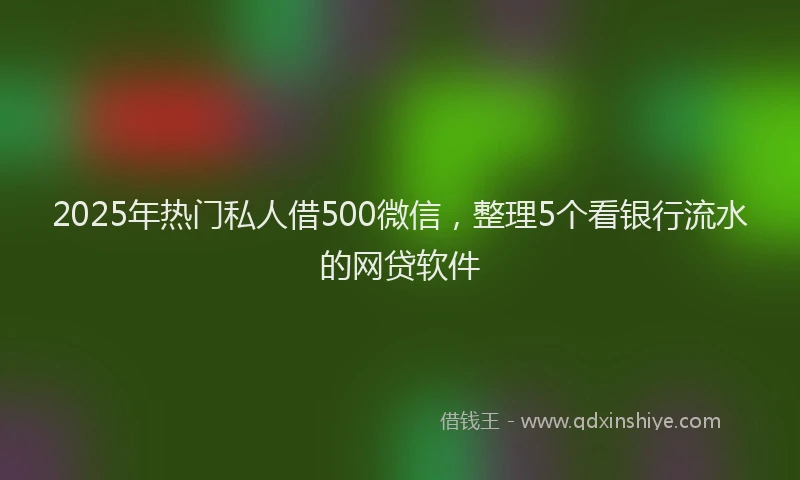 2025年热门私人借500微信，整理5个看银行流水的网贷软件
