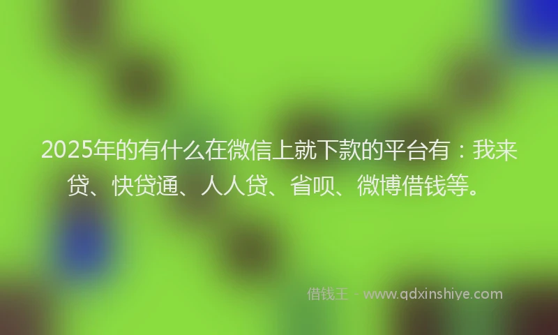 2025年的有什么在微信上就下款的平台有：我来贷、快贷通、人人贷、省呗、微博借钱等。