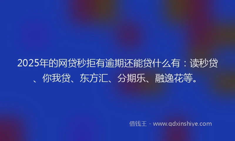 2025年的网贷秒拒有逾期还能贷什么有：读秒贷、你我贷、东方汇、分期乐、融逸花等。