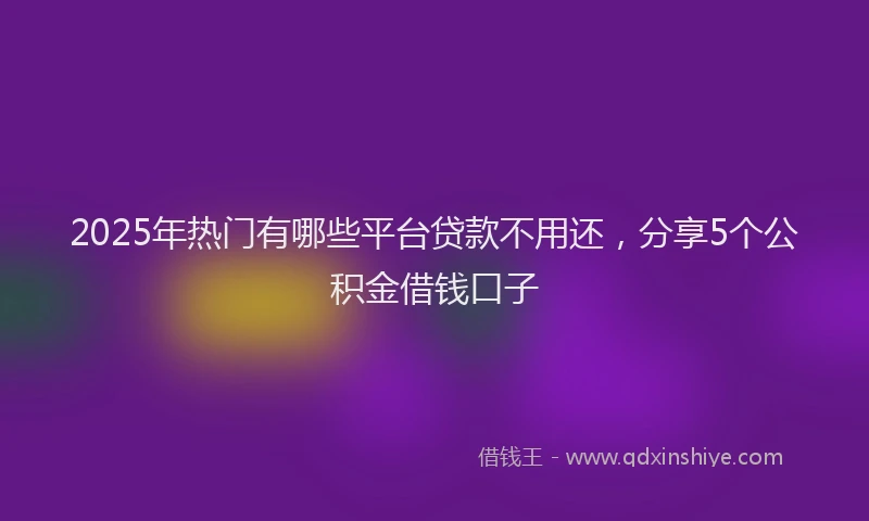 2025年热门有哪些平台贷款不用还，分享5个公积金借钱口子