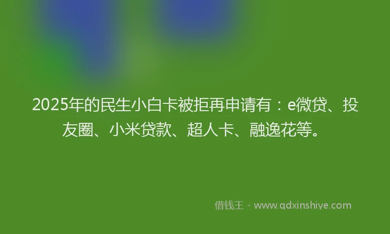 2025年的民生小白卡被拒再申请有：e微贷、投友圈、小米贷款、超人卡、融逸花等。