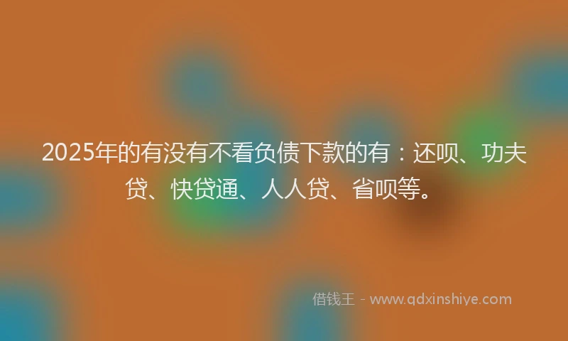 2025年的有没有不看负债下款的有：还呗、功夫贷、快贷通、人人贷、省呗等。